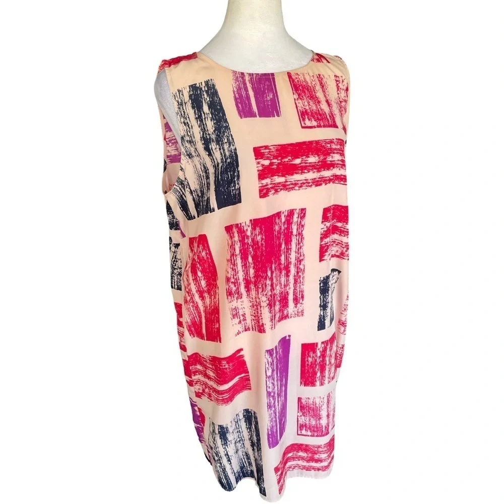 Nordstrom Halogen Midi Abstract Print Shift Dress Size Large - Picture 6 of 13